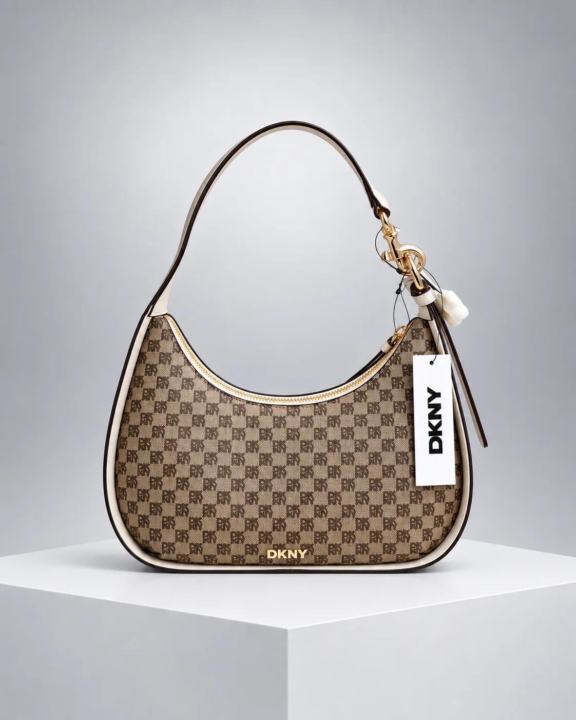 Dkny Signature Monogram Hobo Shoulder Bag