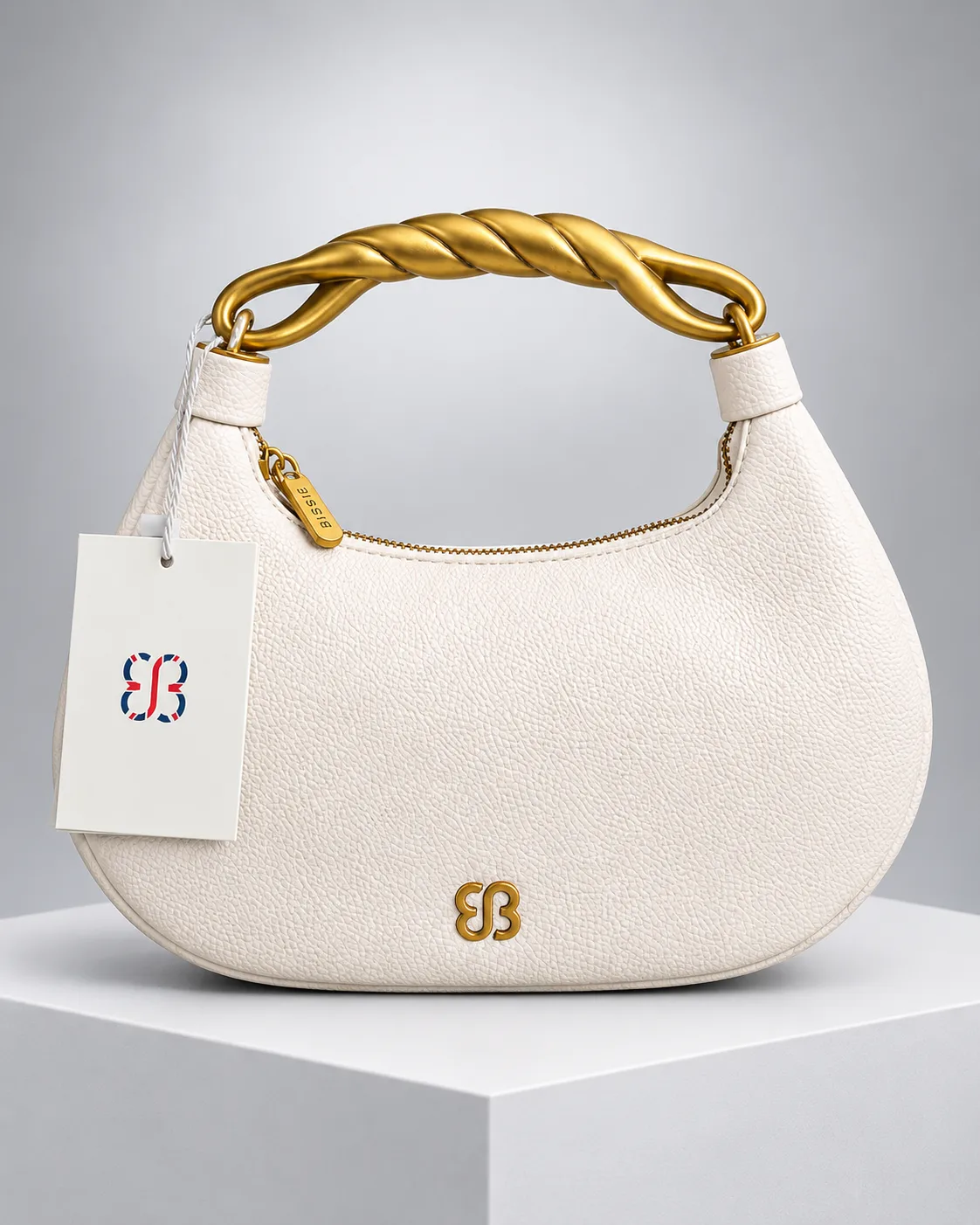 Bessie London White Textured Hobo Shoulder Bag