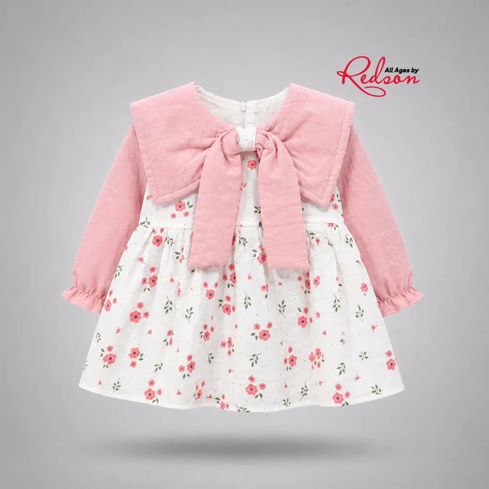 Girls’ Pink Bow Bolero Floral Dress