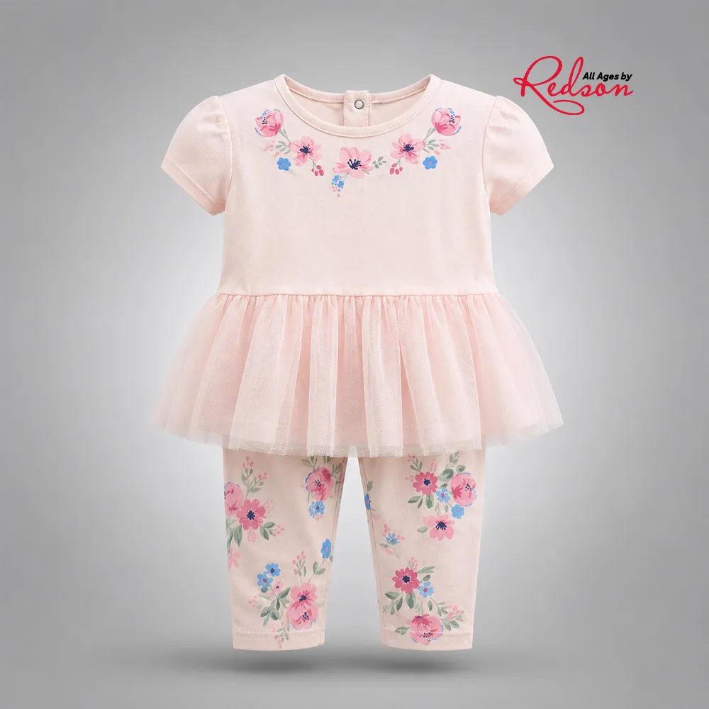 Girls’ Floral Tulle Tunic & Leggings Set