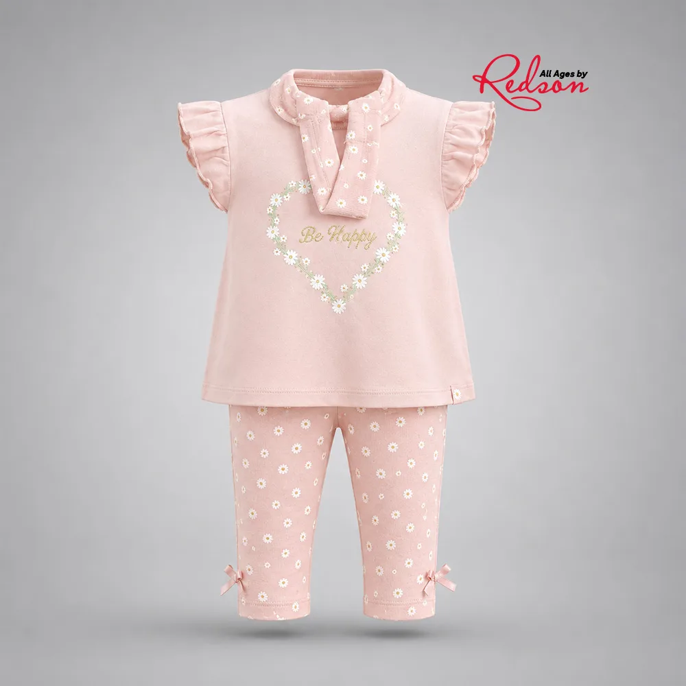 Girls’ Be Happy Daisy Print Top & Leggings Set