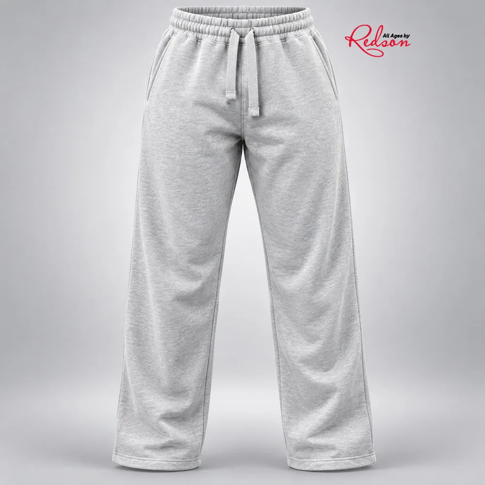 Classic Light Grey Wide Leg Drawstring Sweatpants