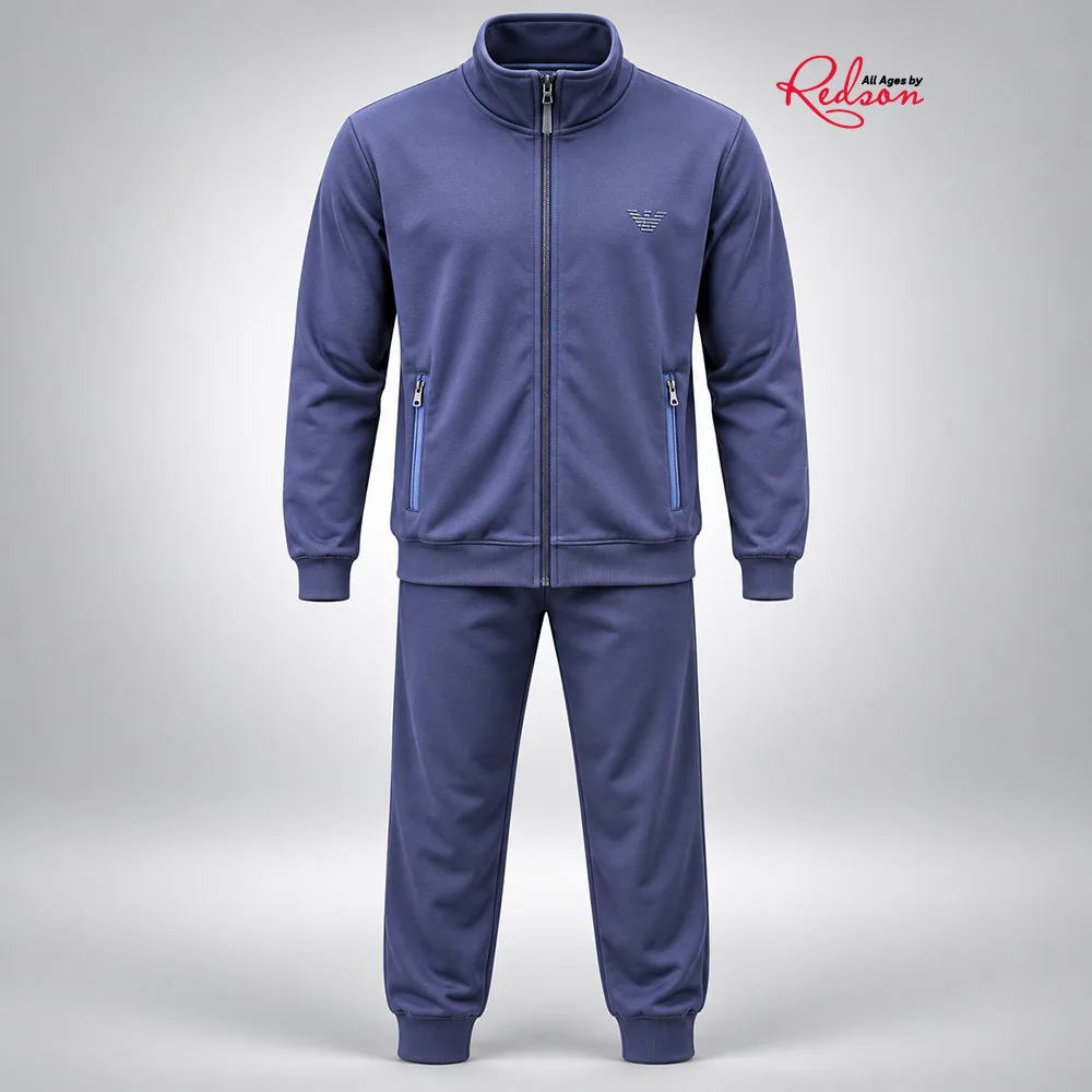 Classic Navy Blue Full-Zip Tracksuit Set