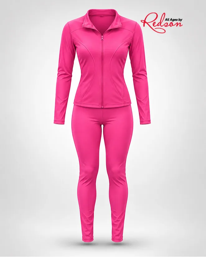 Women’s Pink Zip Up Tracksuit Set