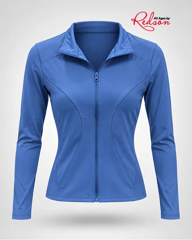 Women’s Blue Zip Up Jacket & High Waisted Leggings Set