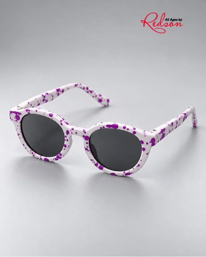 Round Sunglasses White & Purple Speckled Frame
