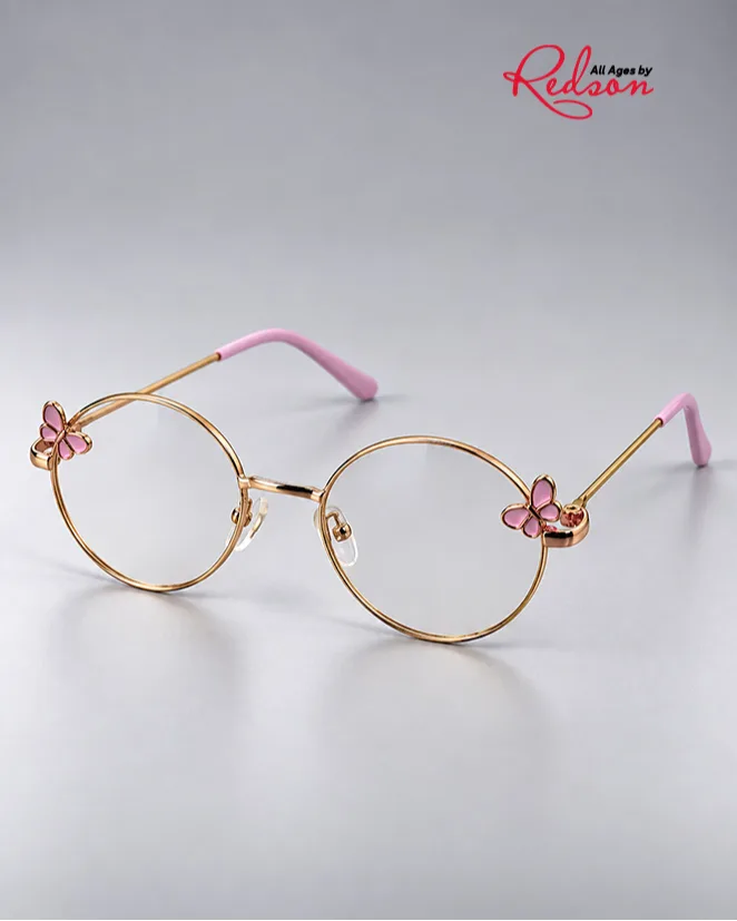 Kids’ Gold Round Butterfly Detail Eyeglasses