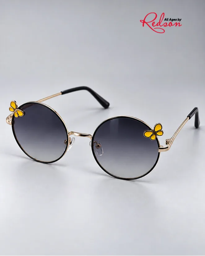 Round Gold Frame Butterfly Fashion Sunglasses