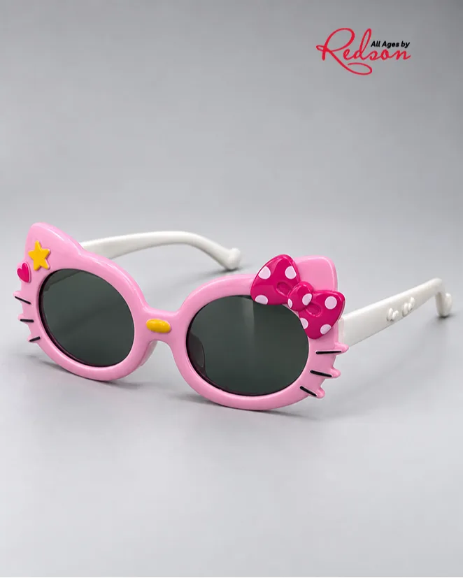 Kids’ Pink Kitty Bow Fashion Sunglasses