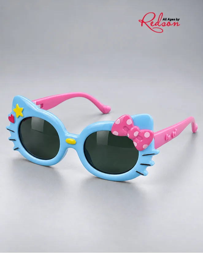 Kids’ Blue & Pink Kitty Bow Fashion Sunglasses