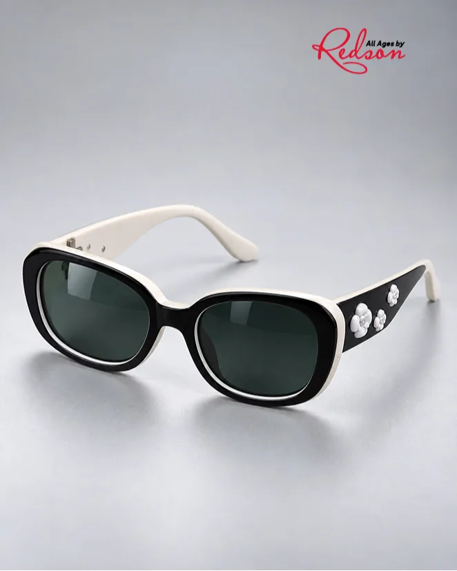 Kids’ Black & White Floral Fashion Sunglasses