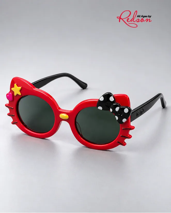 Kids’ Red Kitty Bow Fashion Sunglasses
