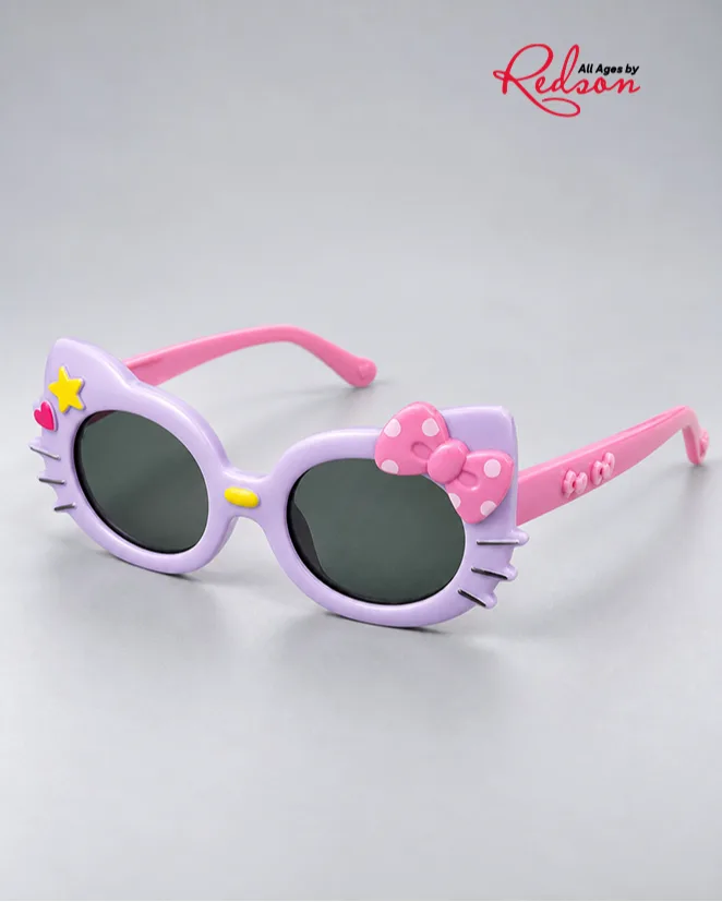 Kids’ Lavender Kitty Bow Fashion Sunglasses