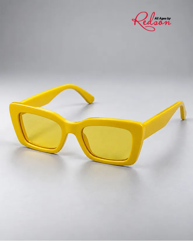 Yellow Rectangular Frame Fashion Sunglasses