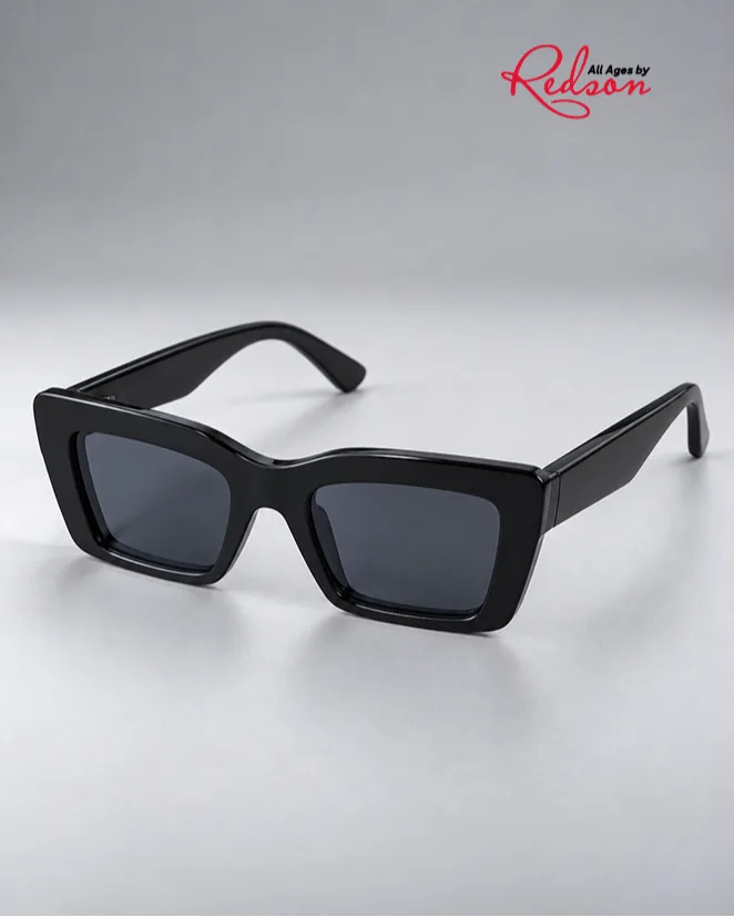 Black Rectangular Frame Fashion Sunglasses