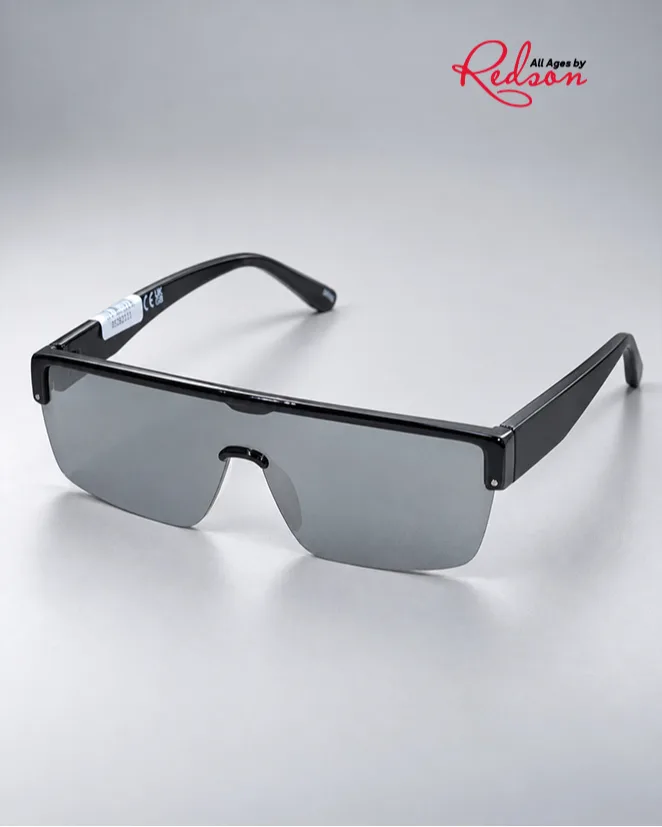 Black Rimless Shield Style Fashion Sunglasses