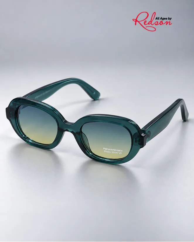 Teal Oval Gradient Fashion Sunglasses