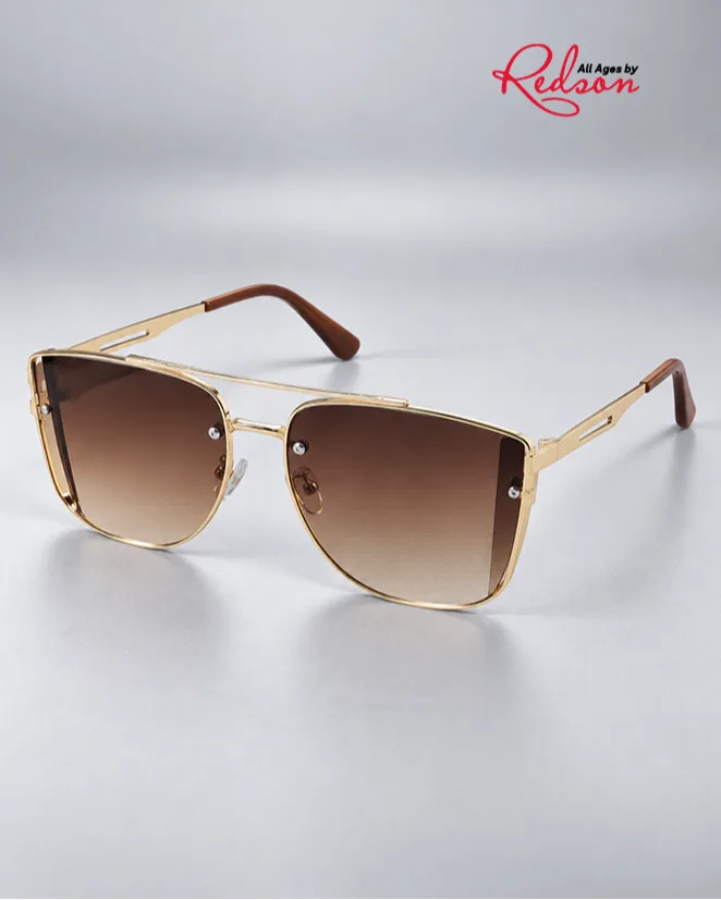 Gold Rimmed Oversized Aviator Fashion Sunglasses