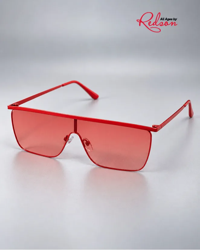 Red Rimless-Style Shield Fashion Sunglasses