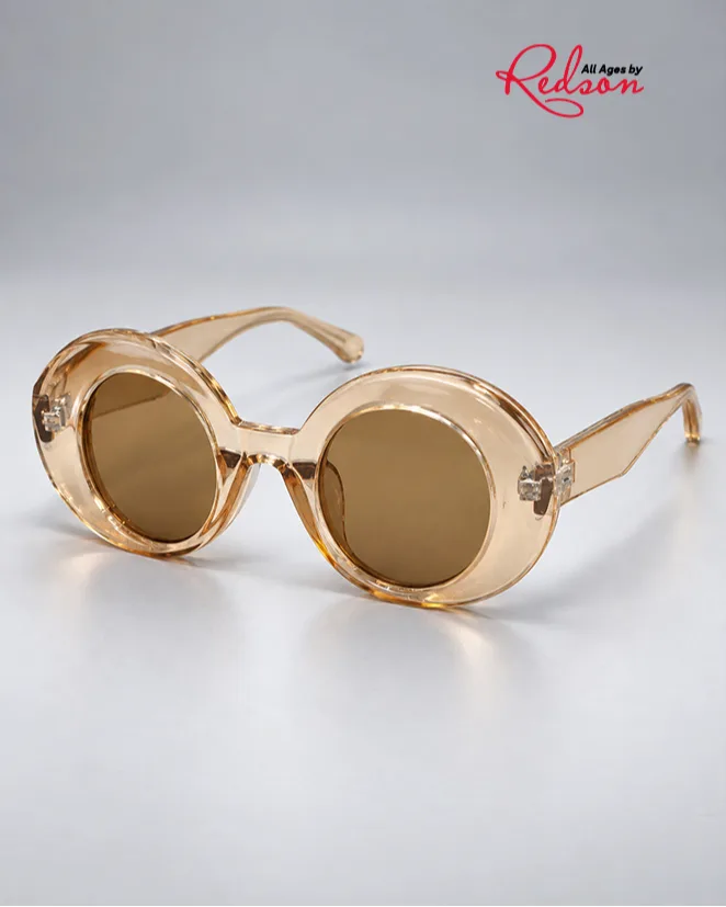 Champagne Transparent Round Oversized Sunglasses
