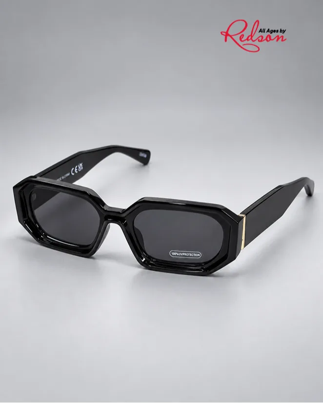 Black Geometric Oversized Fashion Sunglasses
