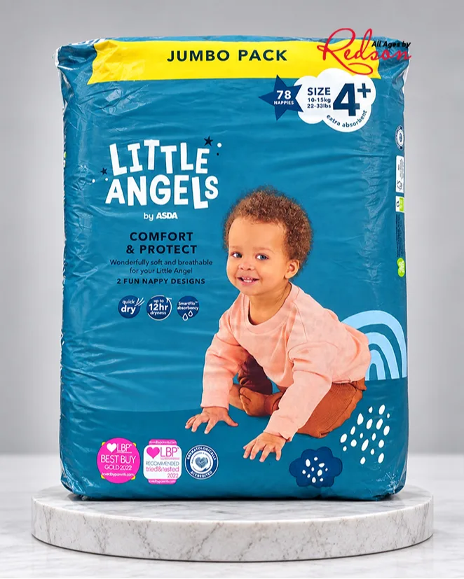 Little Angels By Asda Comfort & Protect Baby Nappies Size 4+