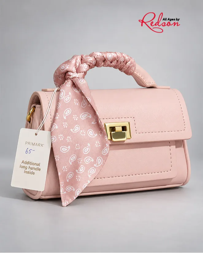 Primark Pink Handbag With Paisley Scarf Handle