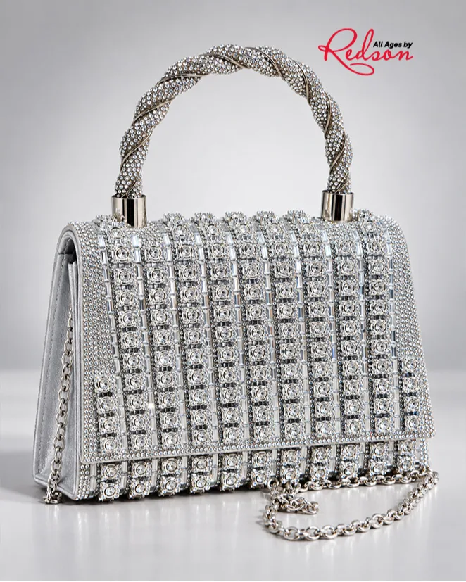 Crystal Luxe Embellished Top Handle Handbag