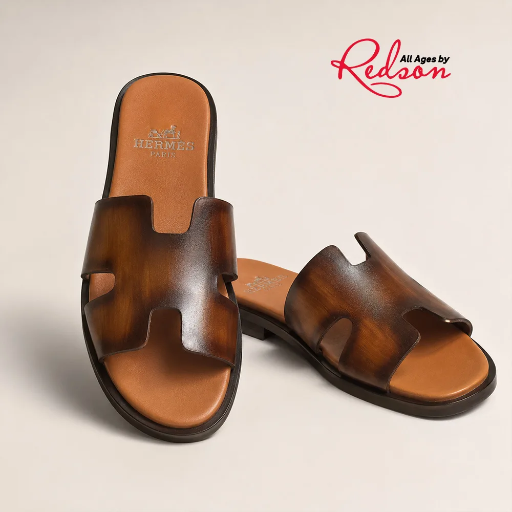 Hermès H-Cut Leather Slide Sandals