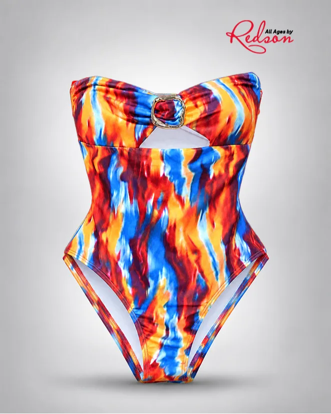 Women’s Strapless Cut Out One Piece Swimsuit