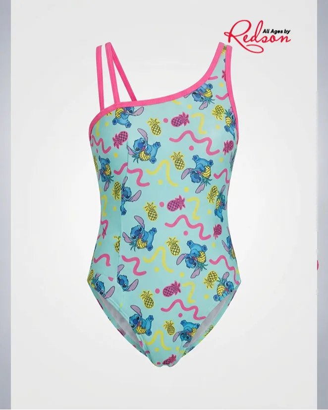 Girls’ Stitch Print One Piece Swimsuit