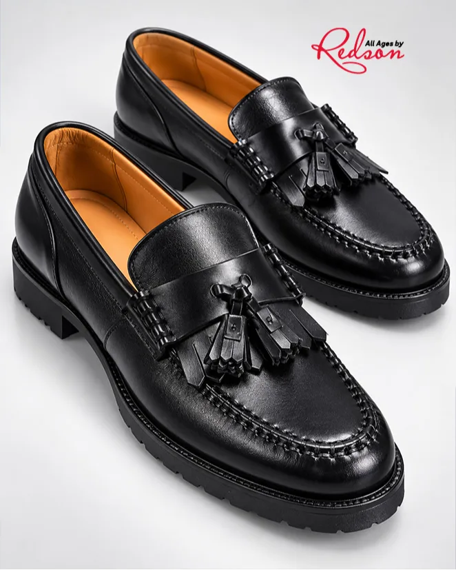 Men’s Black Leather Tassel Loafers