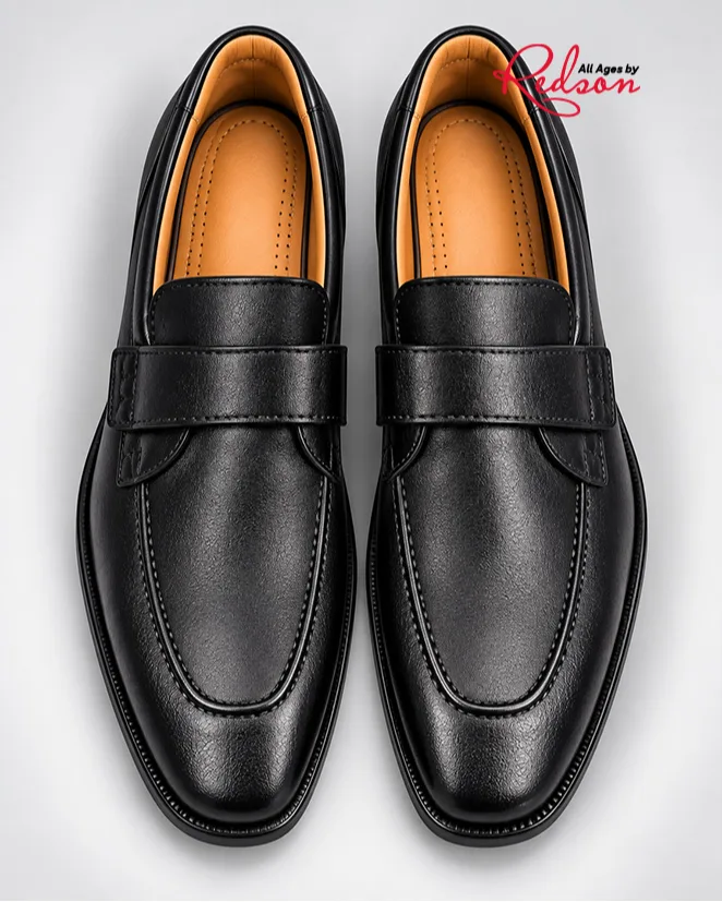 Men’s Black Leather Strap Loafers
