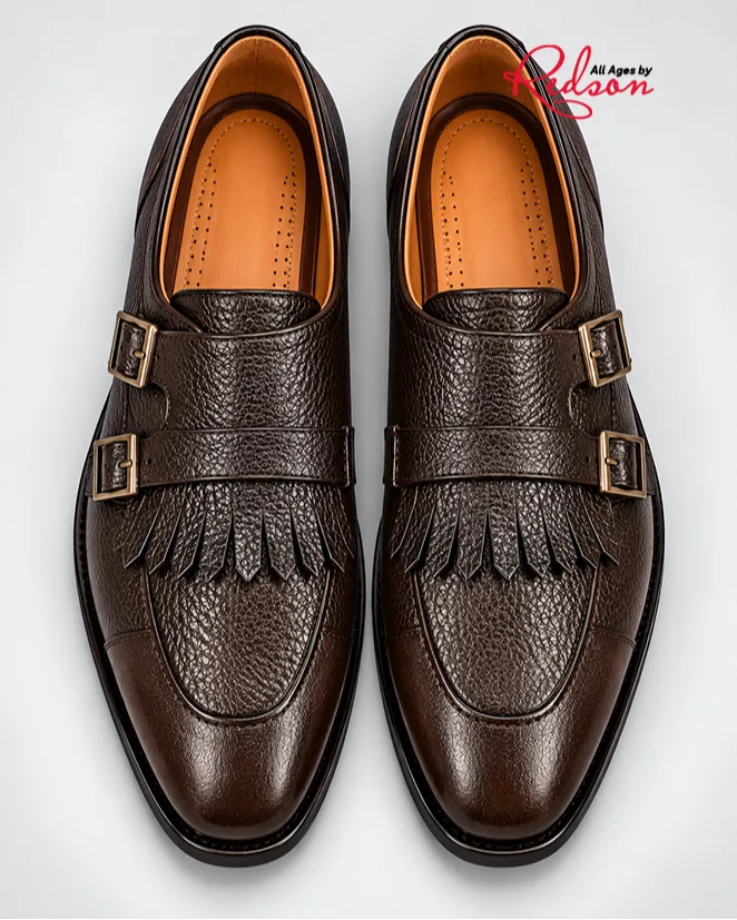 Men’s Brown Double Strap Tassel Loafers