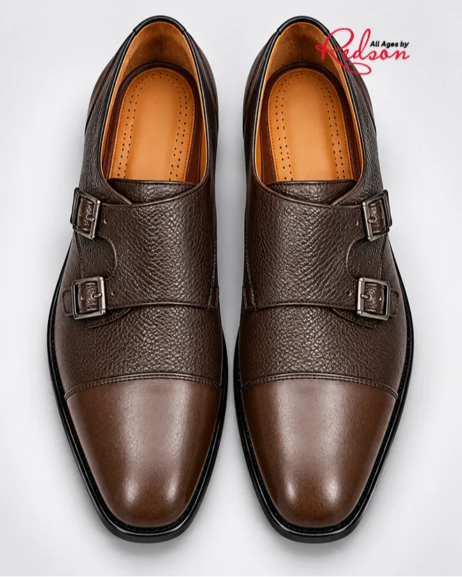 Men’s Brown Double Buckle Monk Strap Shoes