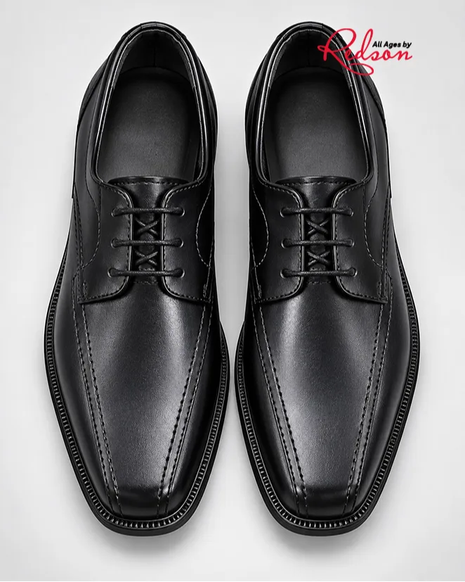 Men’s Black Leather Derby Dress Shoes