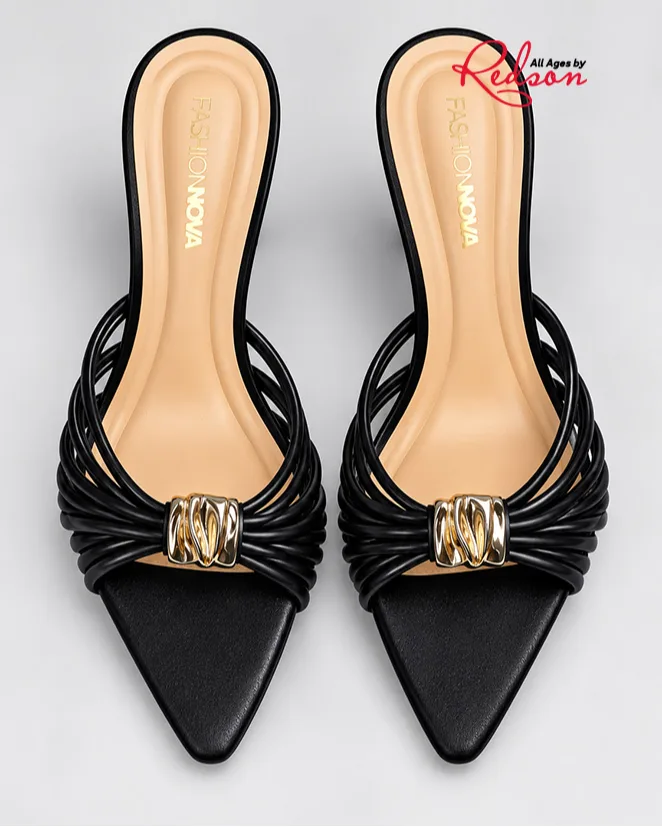 Fashion Nova Black Strappy Pointed Toe Heels