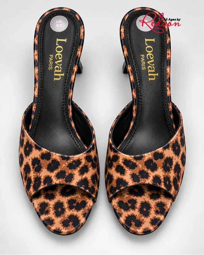 Loevalh Paris Leopard Print Open Toe Heels