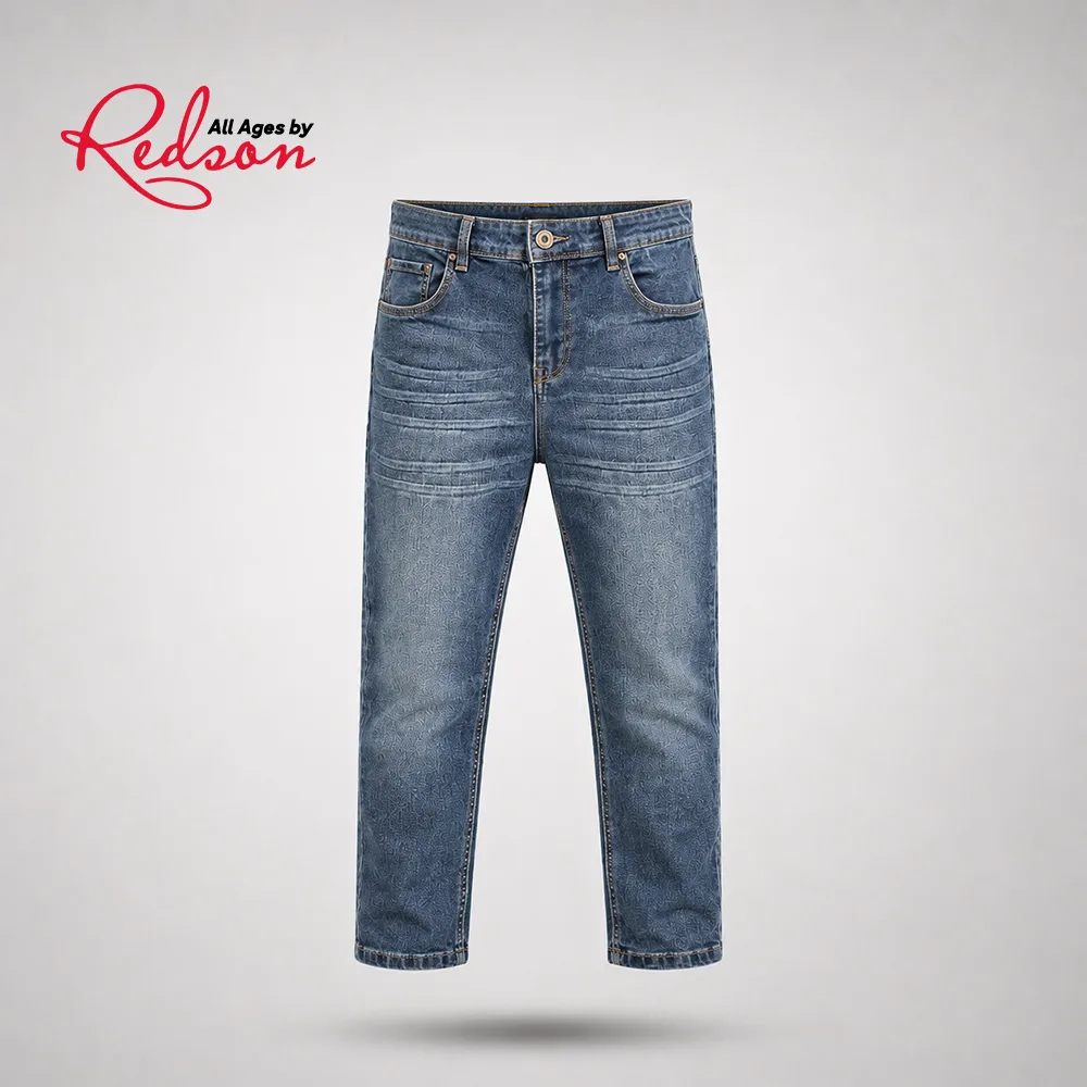 Men’s Blue Patterned Denim Jeans