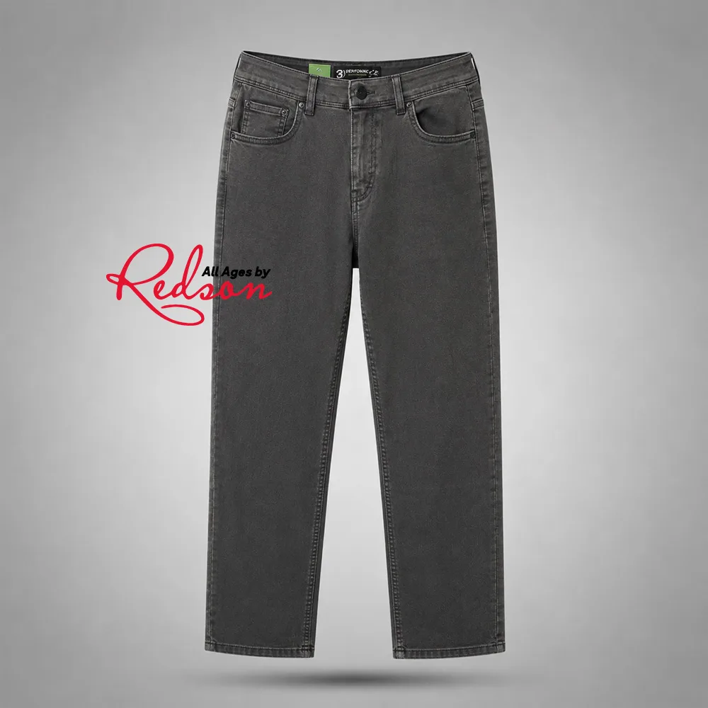Men’s Dark Grey Straight Leg Denim Jeans