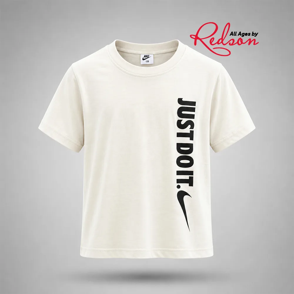 Kids’ Nike “Just Do It” White Graphic T-Shirt