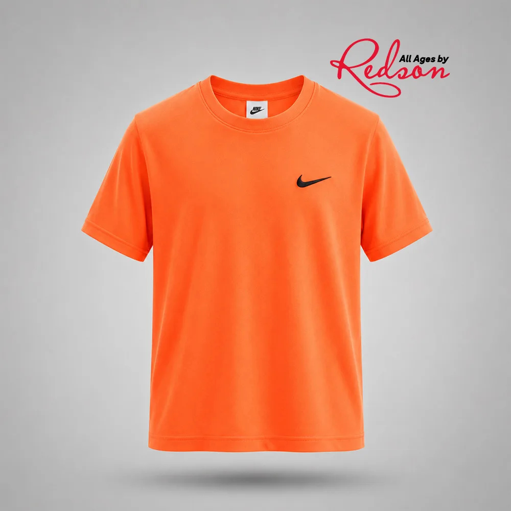 Kids’ Nike Orange Swoosh Graphic T-Shirt