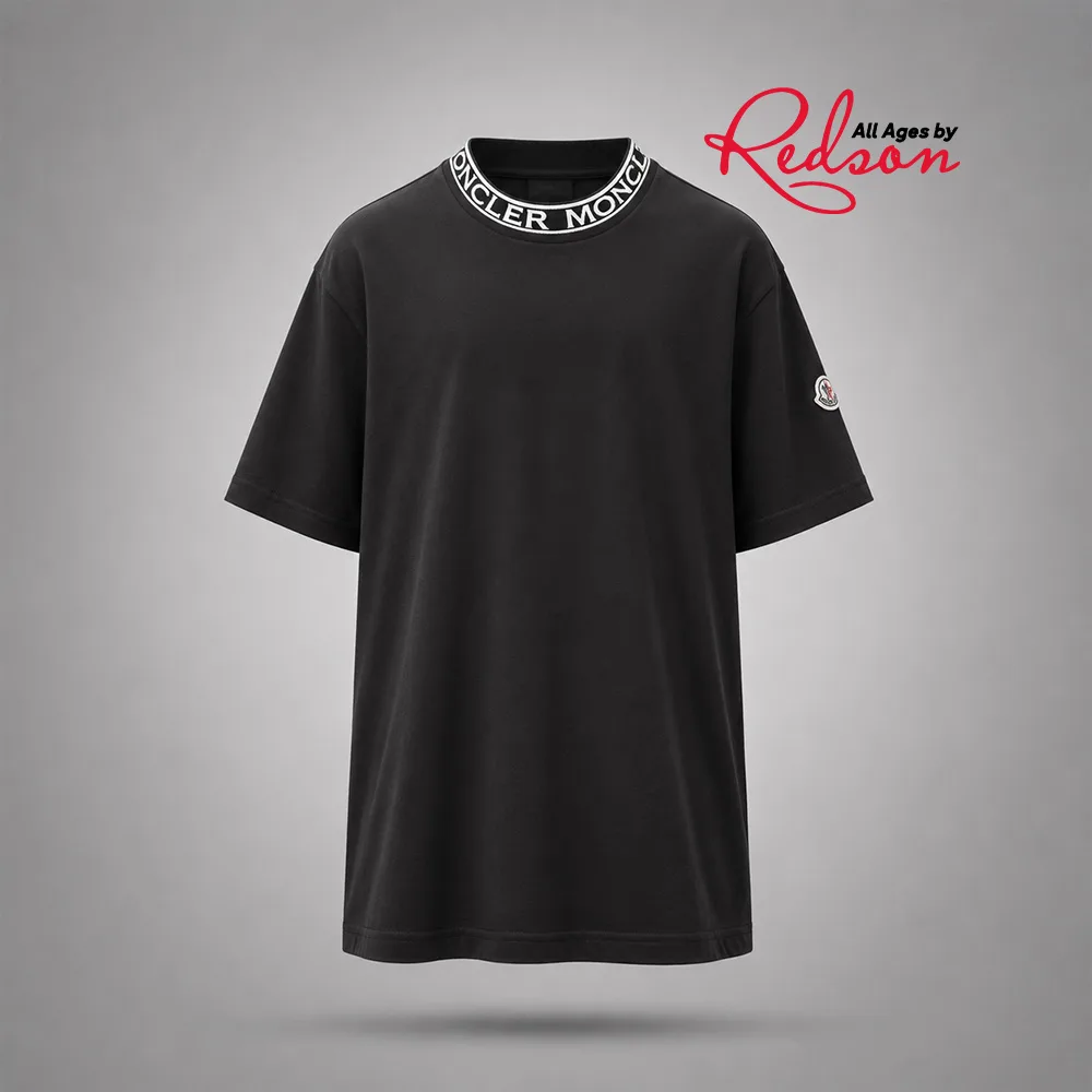 Men’s Moncler Black Logo Collar T-Shirt