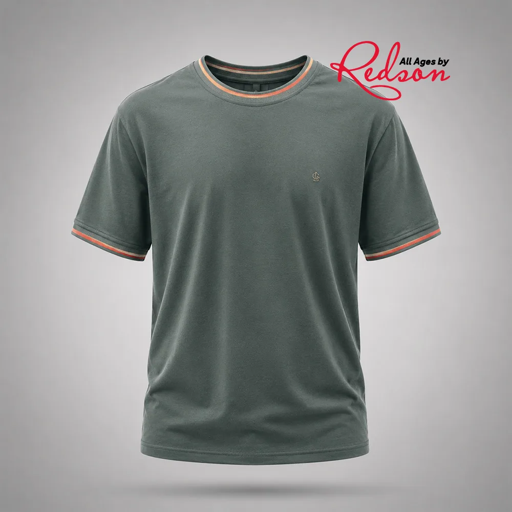 Men’s Sage Green Contrast Trim T-Shirt