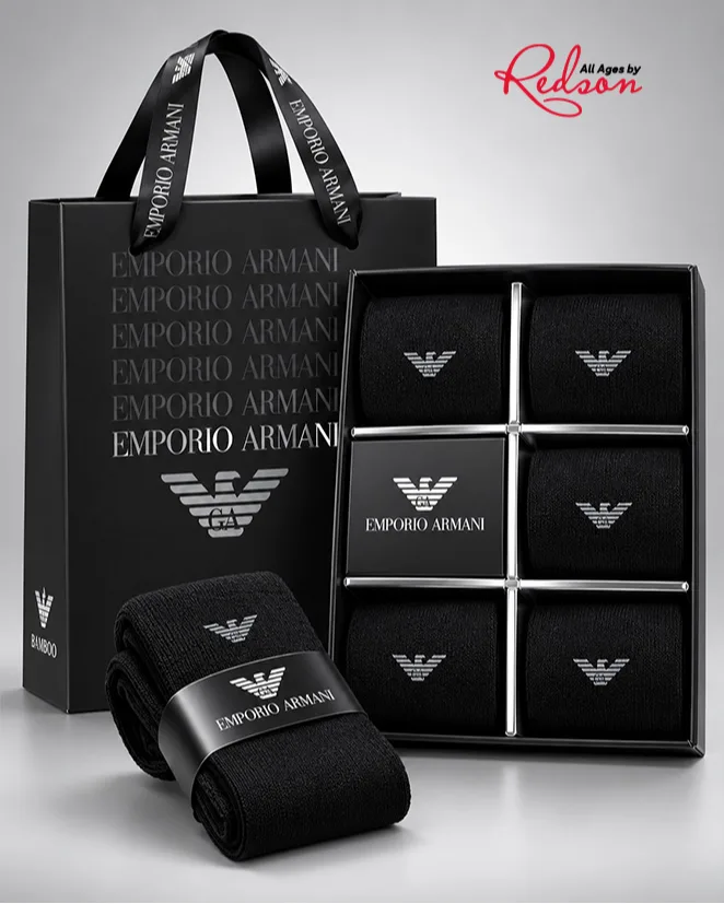 Men’s Emporio Armani 6 Pair Black Socks Gift Set