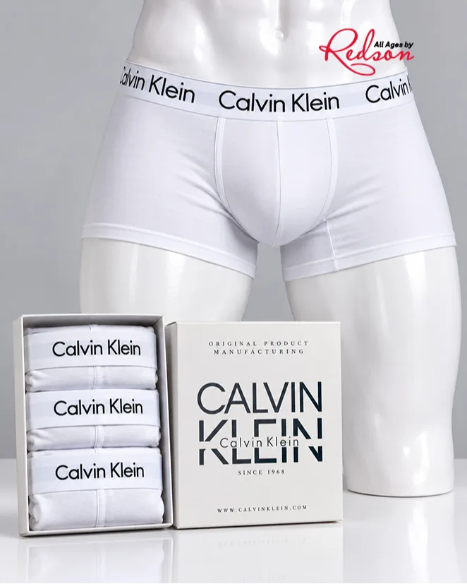 Calvin Klein Men's 3Pack Cotton Stretch Boxer Trunks White