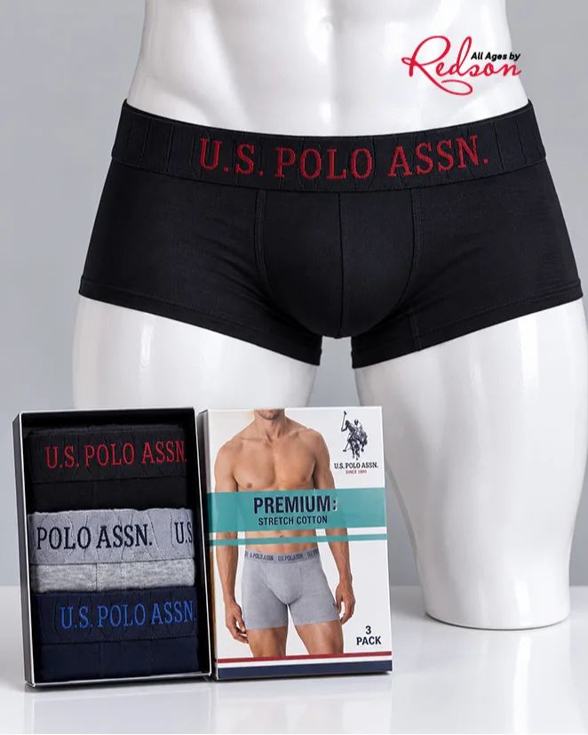 U.s. Polo Assn. Men's 3-Pack Premium Stretch Cotton Boxer Trunks