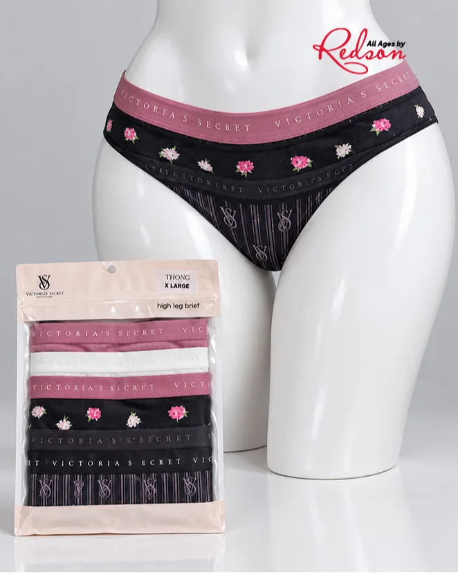 Victoria’s Secret Women's 5Pack Logo Thong Panties Floral & Mixed Colours