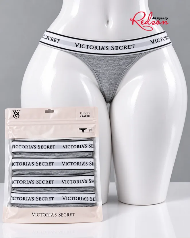 Victoria’s Secret Women's 5Pack Logo Thong Panties Grey Melange