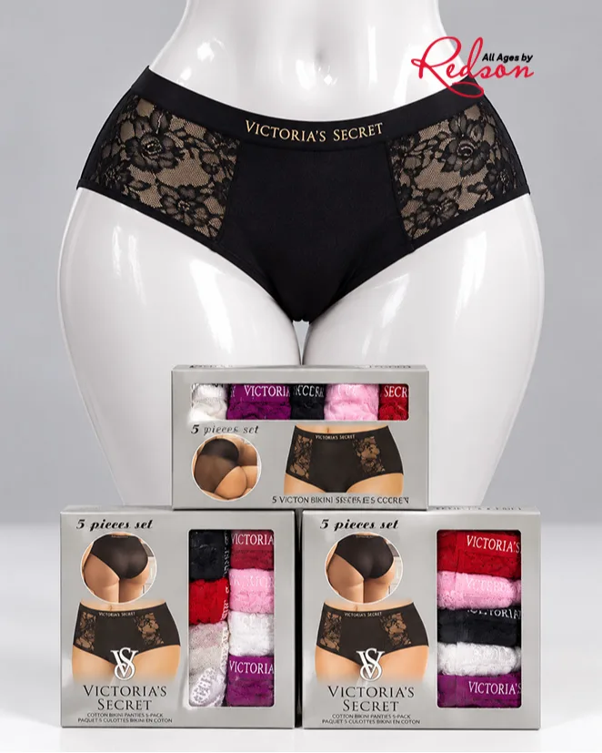 Victoria’s Secret Women's Lace Trim Bikini Panties 5Pack Gift Set